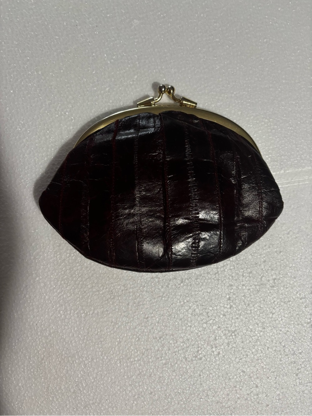 Vintage Eggplant eel skin Kiss-Lock Coin Purse